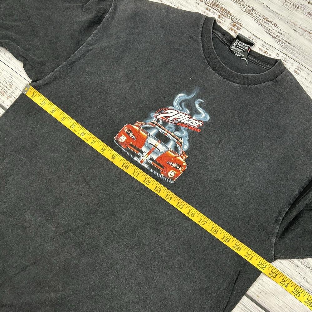 VTG Y2K Top Heavy LS Black Shirt Mens Size XL 2Phast Street Racing Viper Skull - Picture 7 of 8